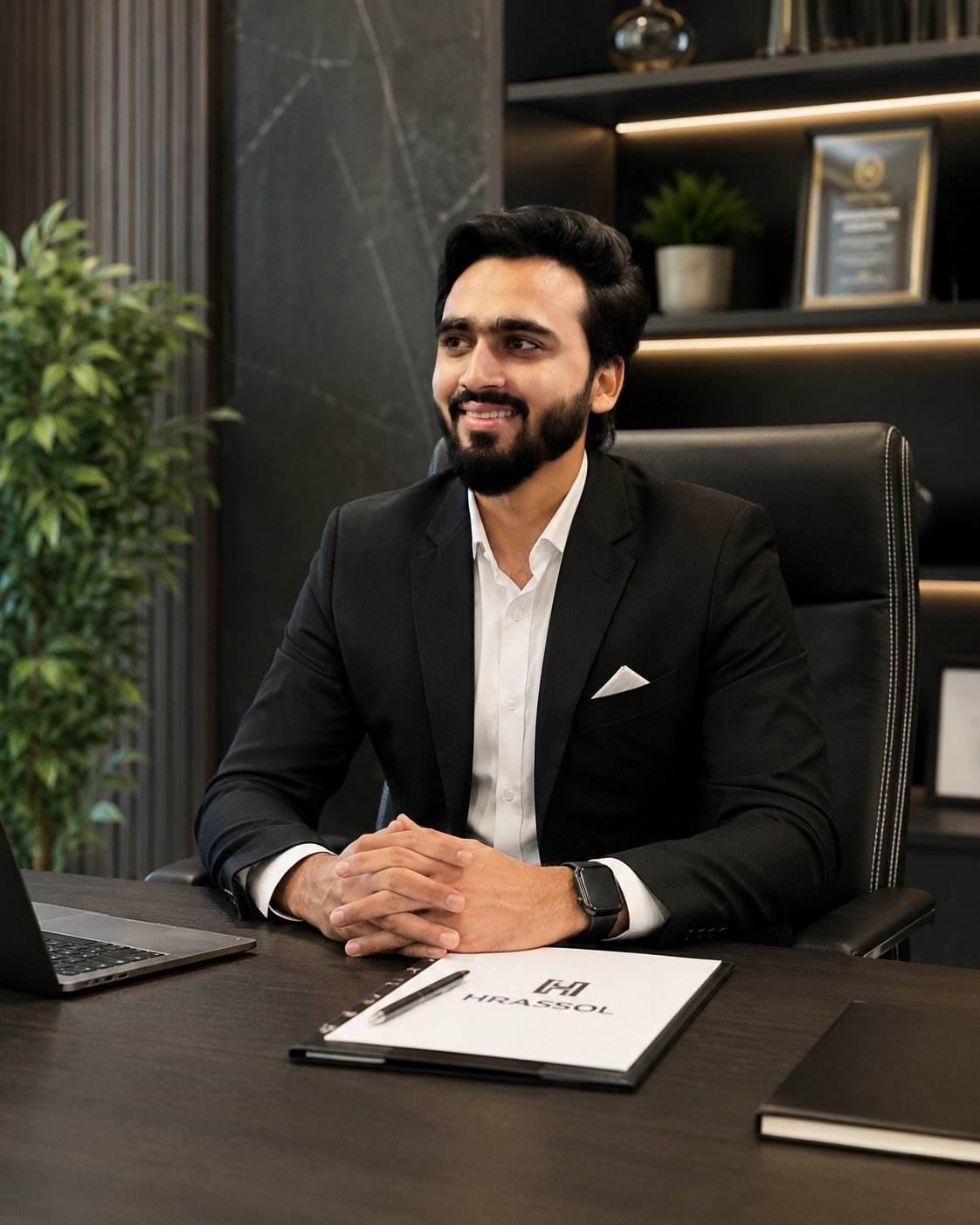 Haroon Alam at his office desk